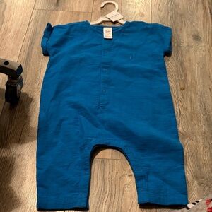 Simple Joys by Carter's Blue Short-Sleeve Romper
